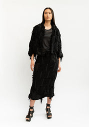 Shredded Texture Patches Pencil Skirt