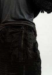 Shredded Texture Patches Pencil Skirt