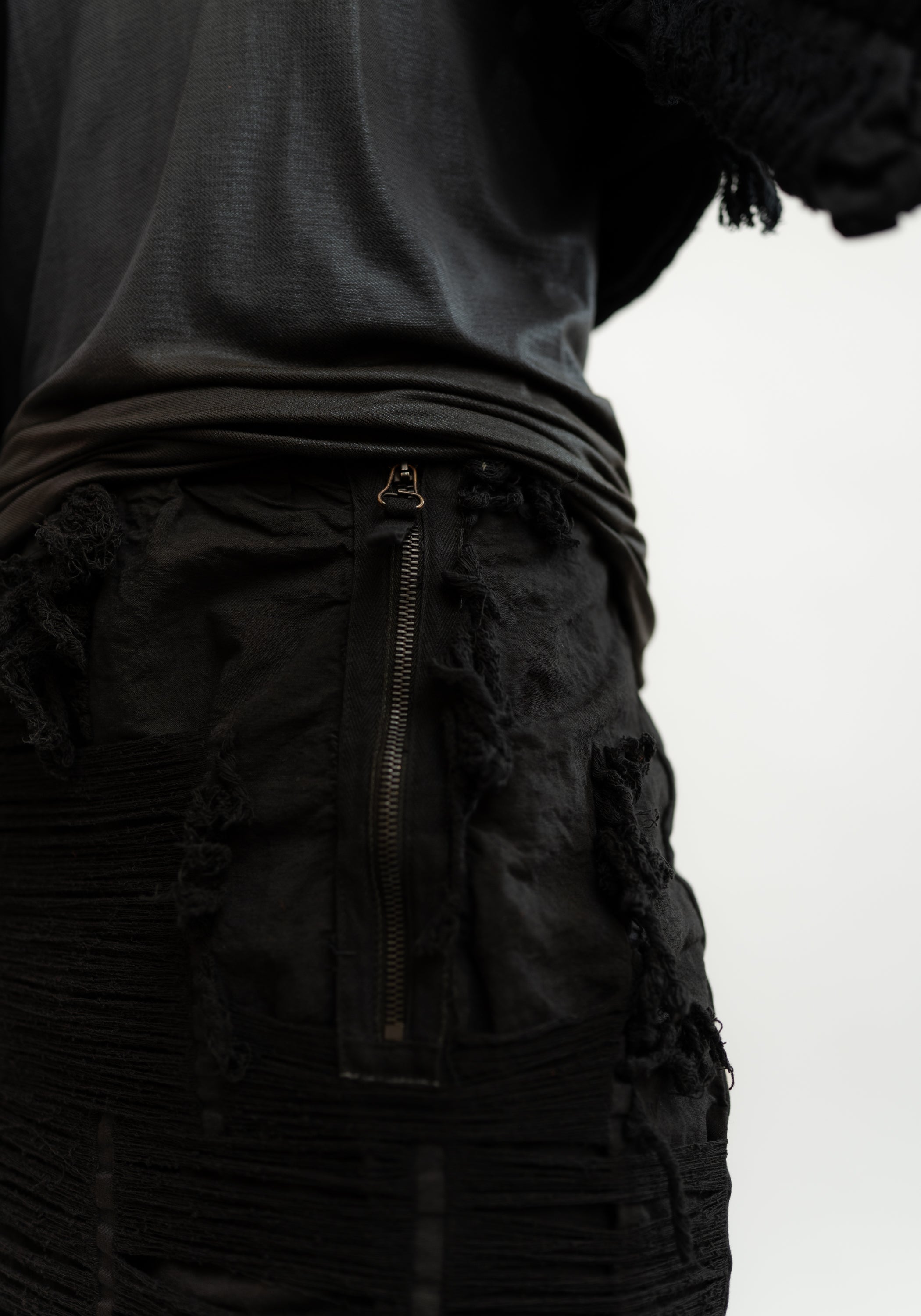 Shredded Texture Patches Pencil Skirt