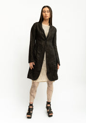 Tailored Long Metallic Linen Jacket