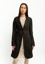 Tailored Long Metallic Linen Jacket