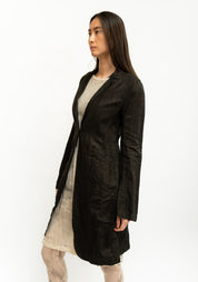 Tailored Long Metallic Linen Jacket