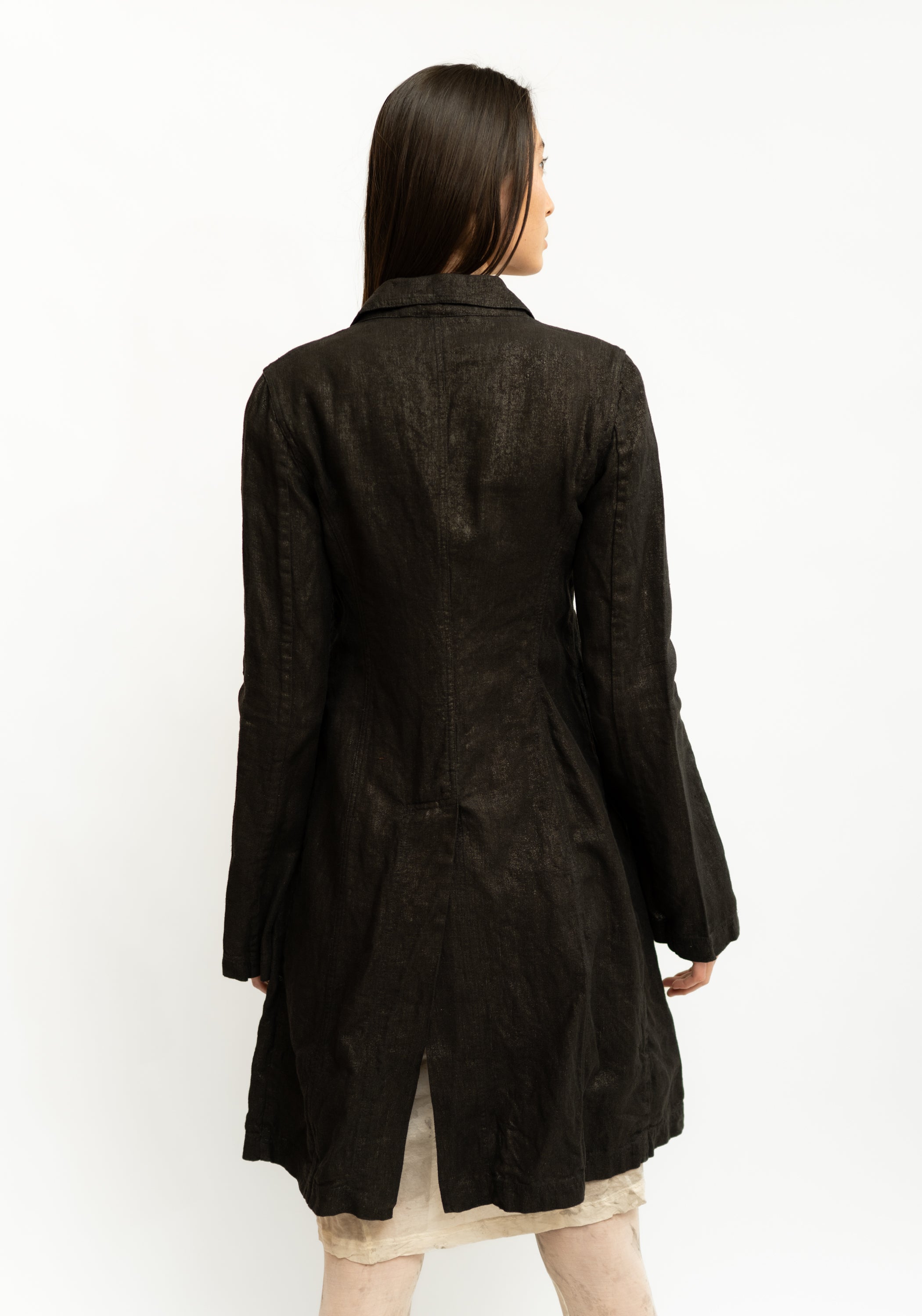 Tailored Long Metallic Linen Jacket