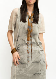 Lariat Fringe Copper and Oxidized Sterling Silver Plated Brass Necklace