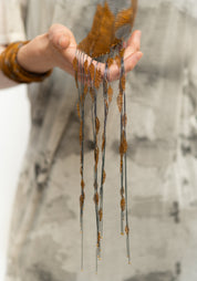 Lariat Fringe Copper and Oxidized Sterling Silver Plated Brass Necklace