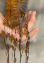 Lariat Fringe Copper and Oxidized Sterling Silver Plated Brass Necklace