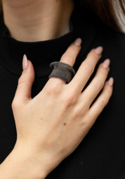 Curl Over Oxidized Sterling Silver Plated Brass Woven Ring