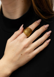 Ombre Wrap Oxidized Gold Plated Brass Adjustable Woven Ring