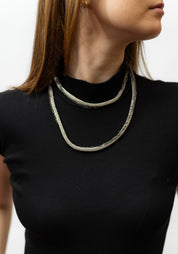 Bead Fringed Tube Oxidized Sterling Silver Plated Brass and Swarovski Necklace