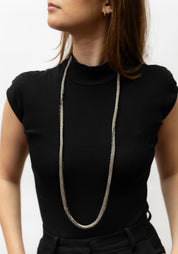Bead Fringed Tube Oxidized Sterling Silver Plated Brass and Swarovski Necklace