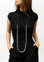 Tube and Cord Stainless Steel and Sterling Silver Necklace