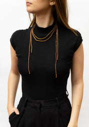 Tube Fringe Copper Plated Brass Choker Necklace