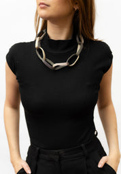 Exaggerated Chain Oxidized Sterling Silver Plated Brass Necklace