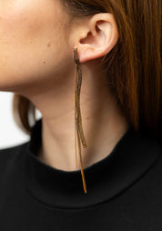Chain Fringed Tube Copper Plated Brass Earrings