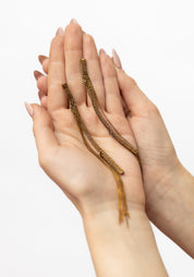 Chain Fringed Tube Copper Plated Brass Earrings