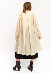 Semi-Sheer Long Button Front Paneled Tunic Blouse