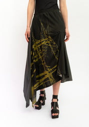 Asymmetric Printed Jersey Skirt