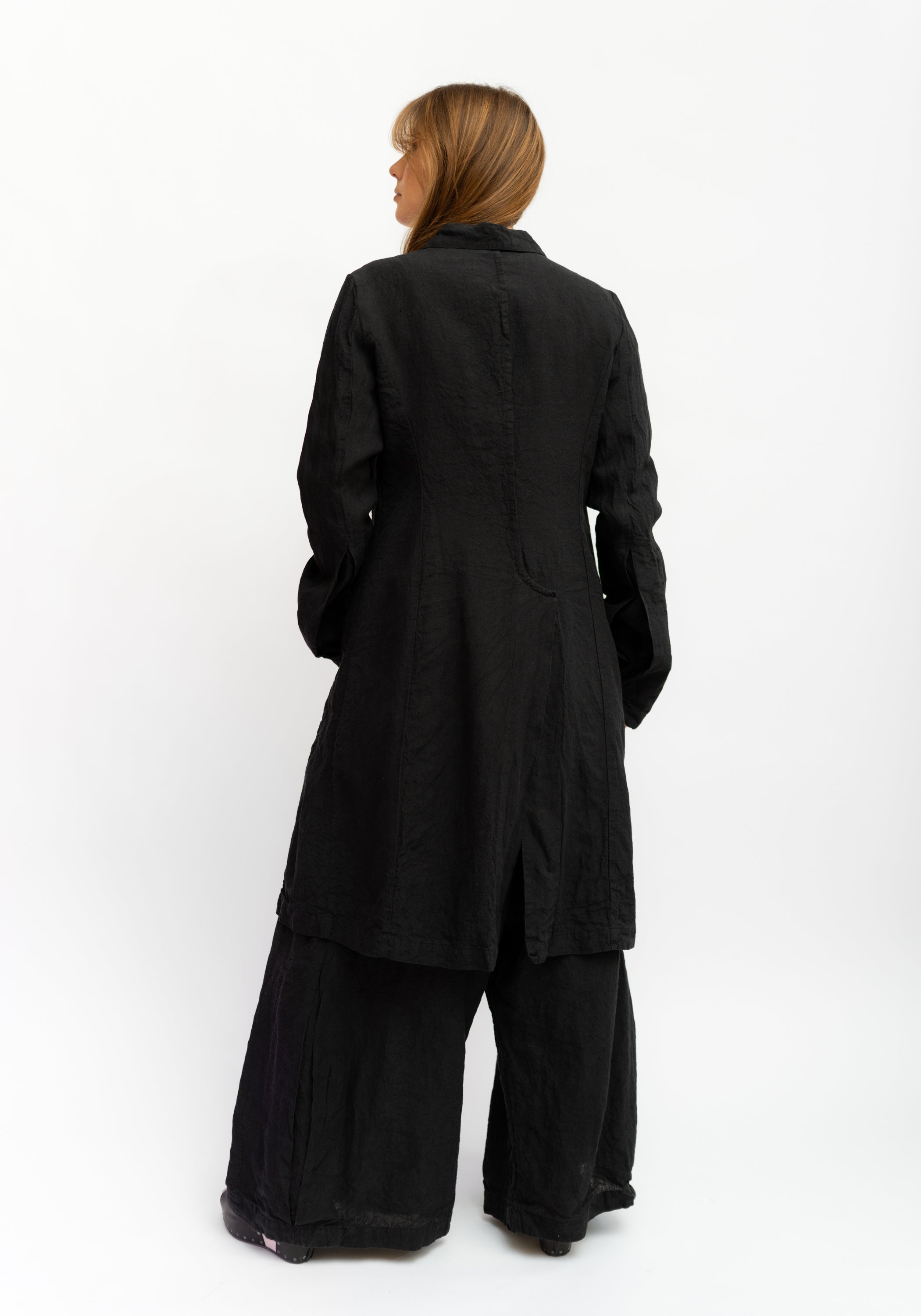 Long Side Slit Linen Jacket
