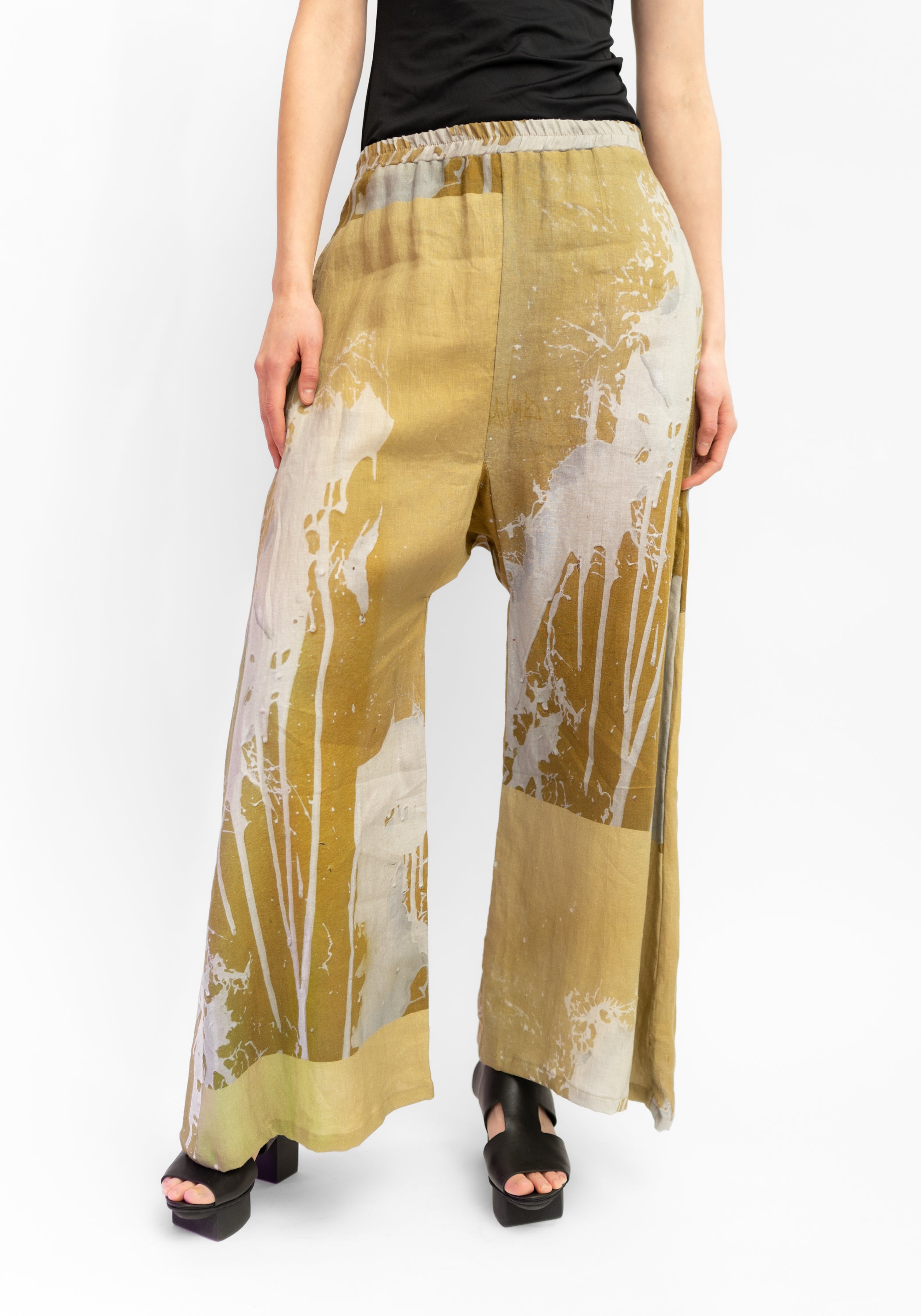 Wide Leg Splatter Trompe L’oeil Printed Pant