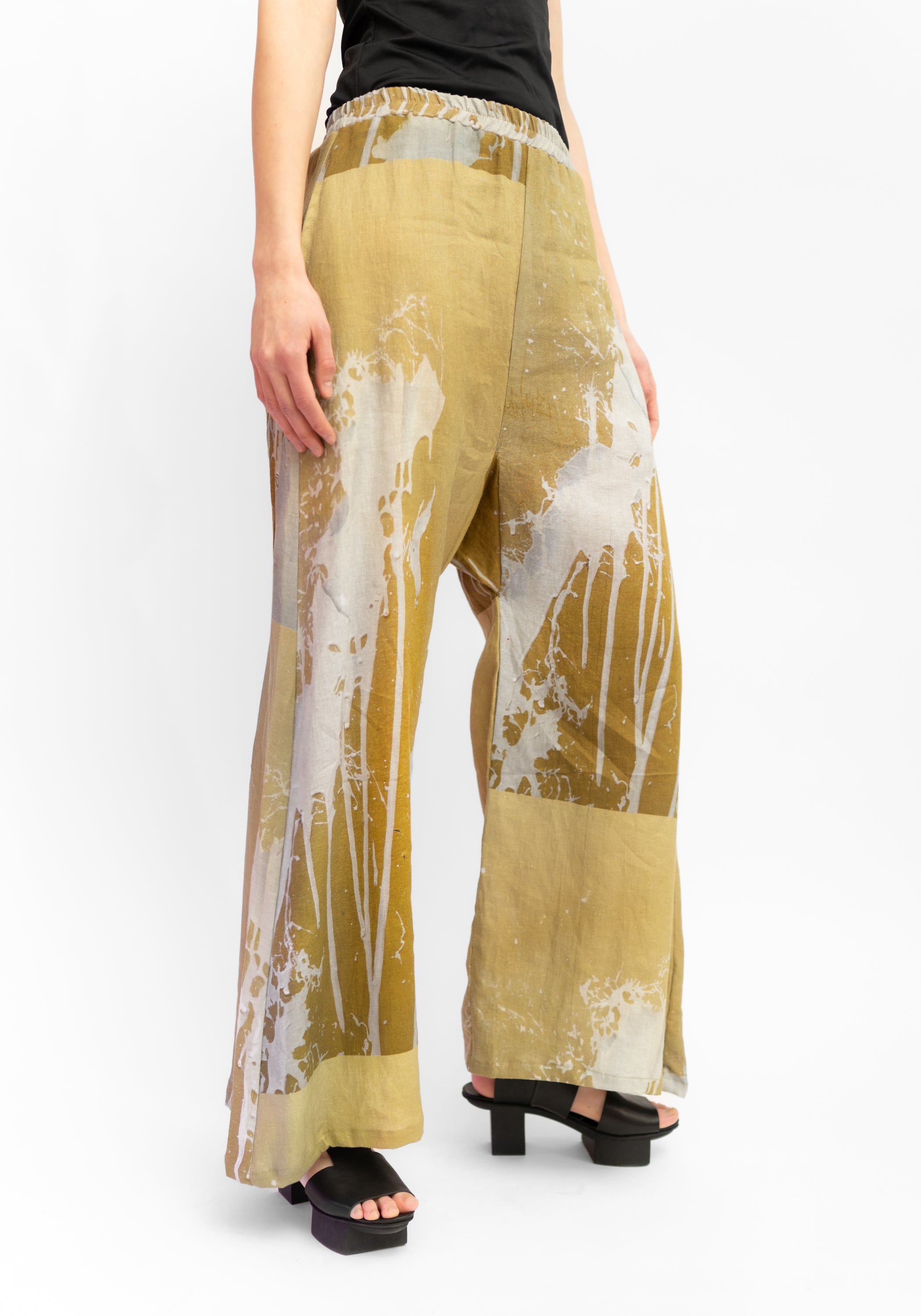 Wide Leg Splatter Trompe L’oeil Printed Pant