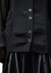 Gyrinna Asymmetric Semi-Sheer Panels Tailored Blouse - December Thieves