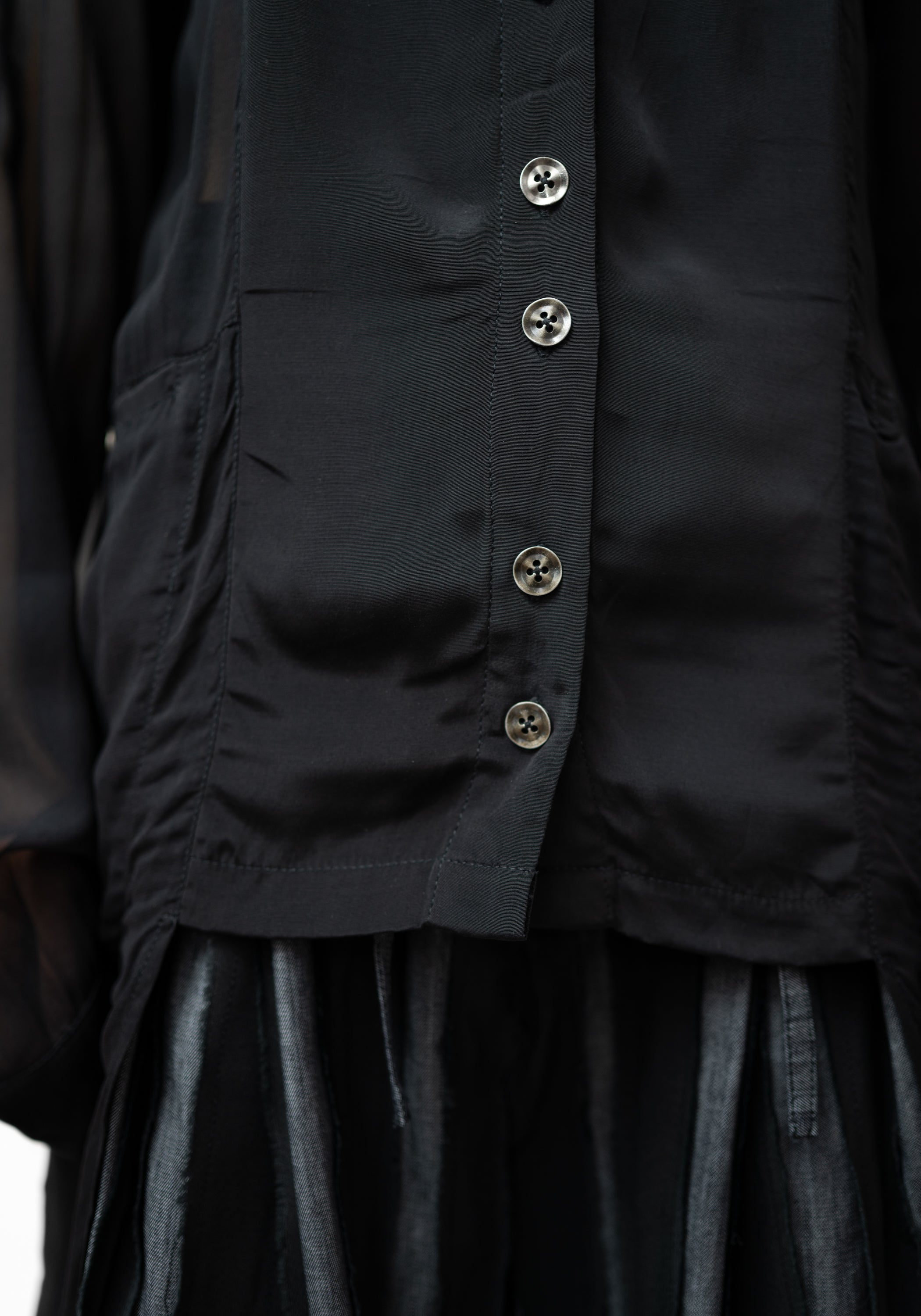 Gyrinna Asymmetric Semi-Sheer Panels Tailored Blouse - December Thieves