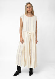 Athhis Oversized Drawstring Waist Semi-Sheer Stripes Dress - December Thieves