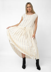 Athhis Oversized Drawstring Waist Semi-Sheer Stripes Dress - December Thieves