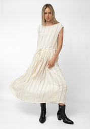 Athhis Oversized Drawstring Waist Semi-Sheer Stripes Dress - December Thieves