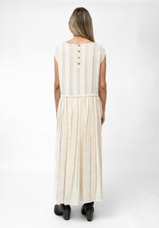 Athhis Oversized Drawstring Waist Semi-Sheer Stripes Dress - December Thieves