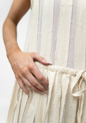 Athhis Oversized Drawstring Waist Semi-Sheer Stripes Dress - December Thieves