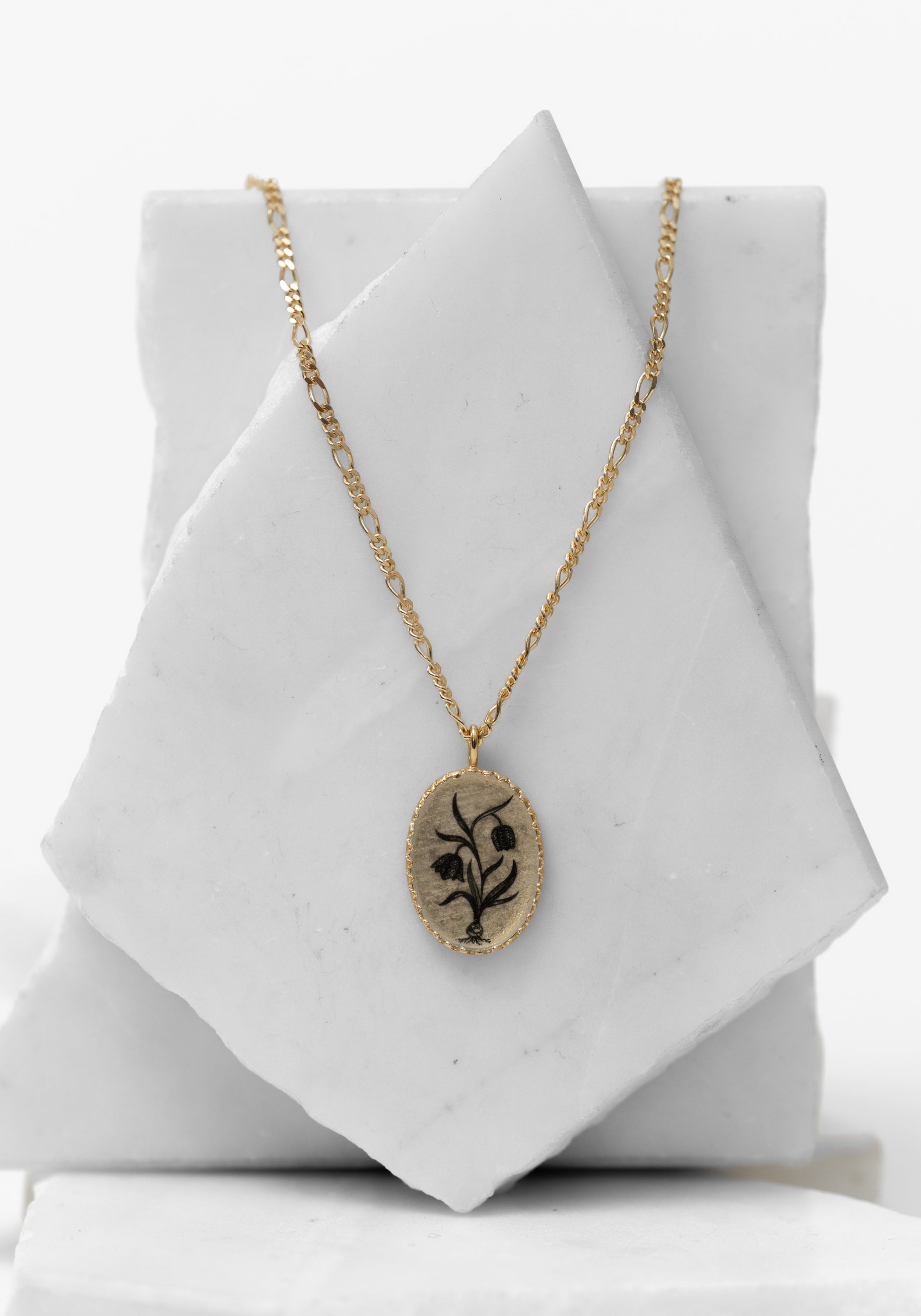 Gold Vermeil Tulip Portrait Figaro Necklace - December Thieves