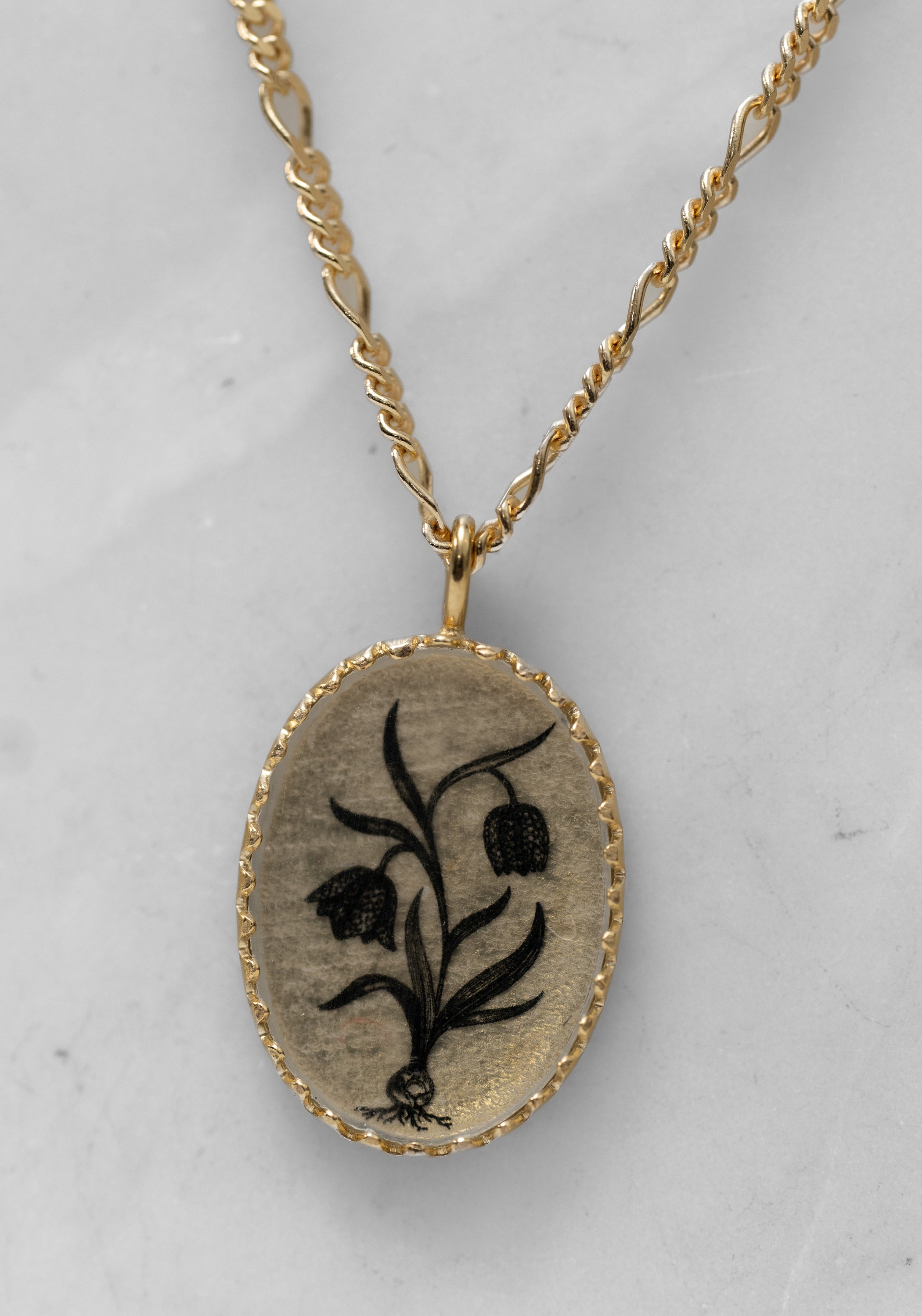 Gold Vermeil Tulip Portrait Figaro Necklace - December Thieves