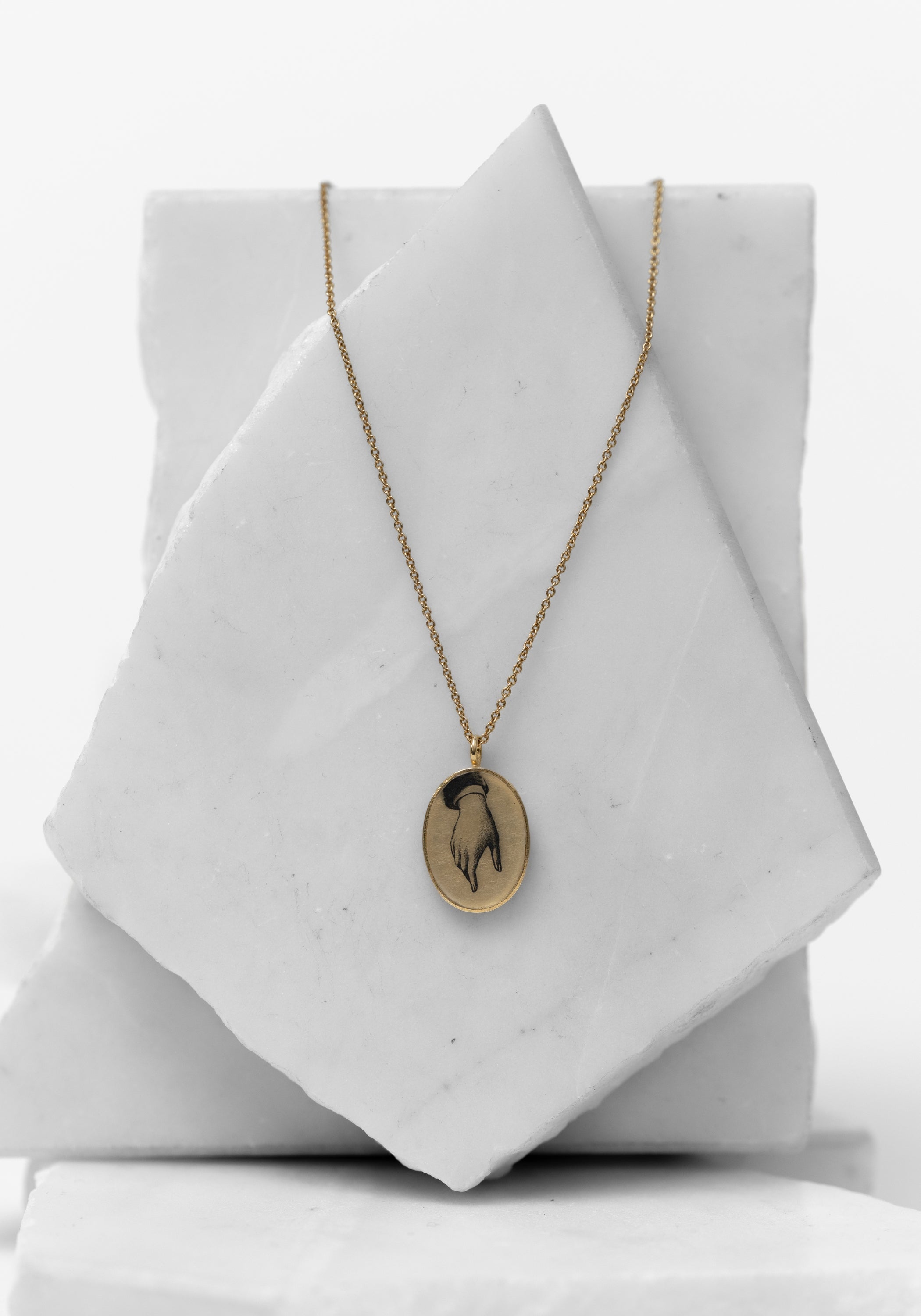 Gold Vermeil Victorian Hand Necklace - December Thieves