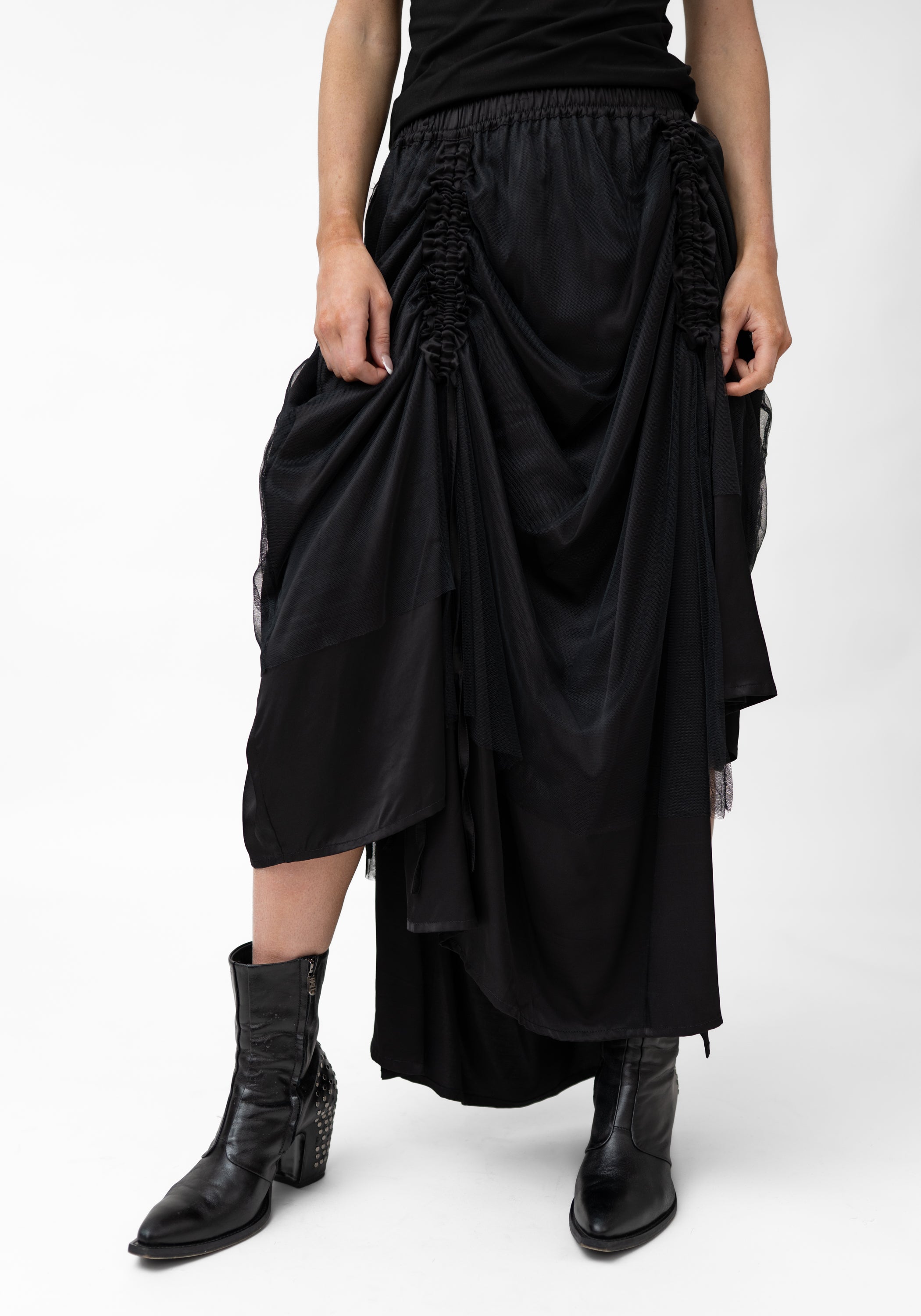 Orkhana Asymmetric Ruche Details Layered Panels Skirt - December Thieves