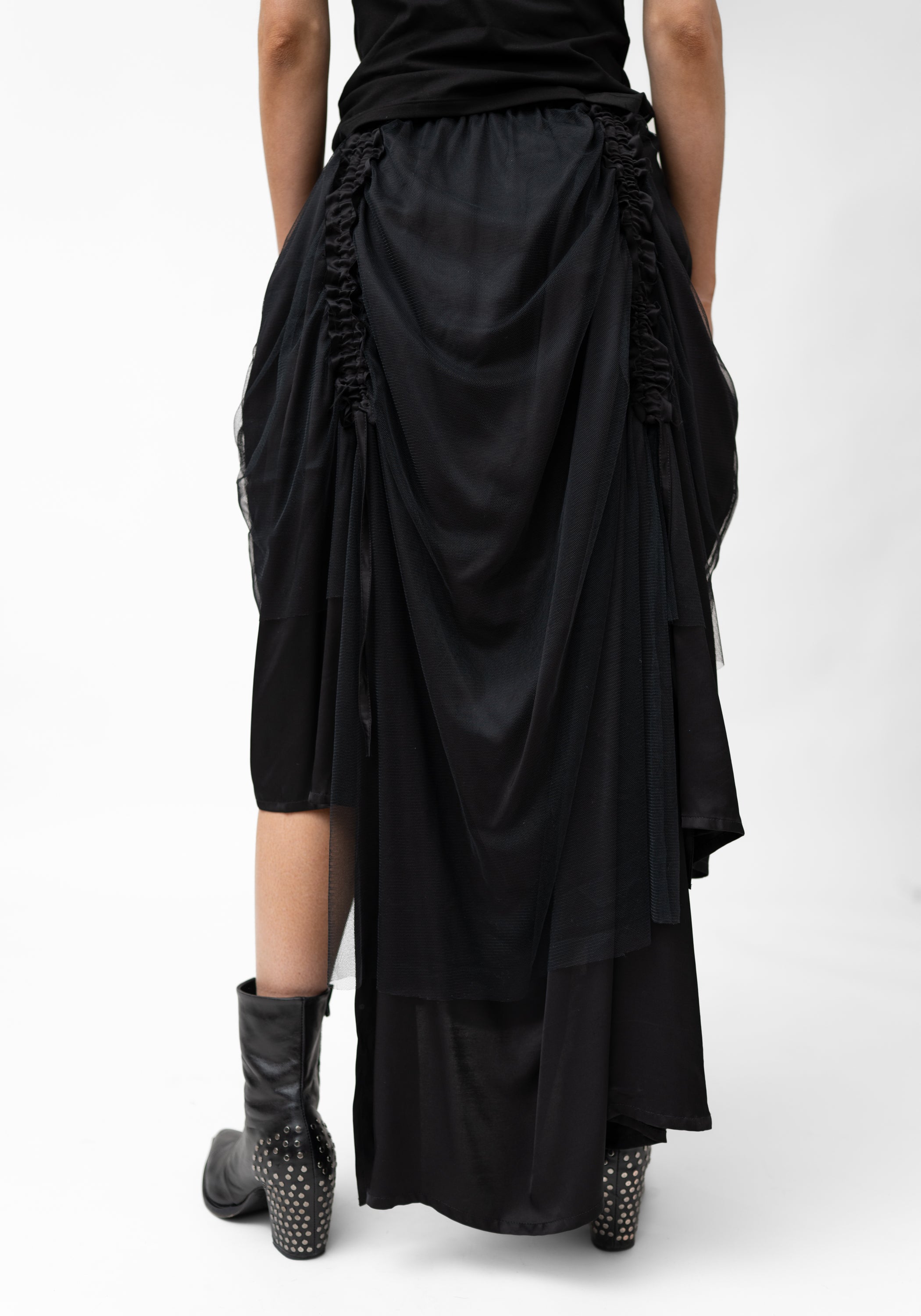 Orkhana Asymmetric Ruche Details Layered Panels Skirt - December Thieves