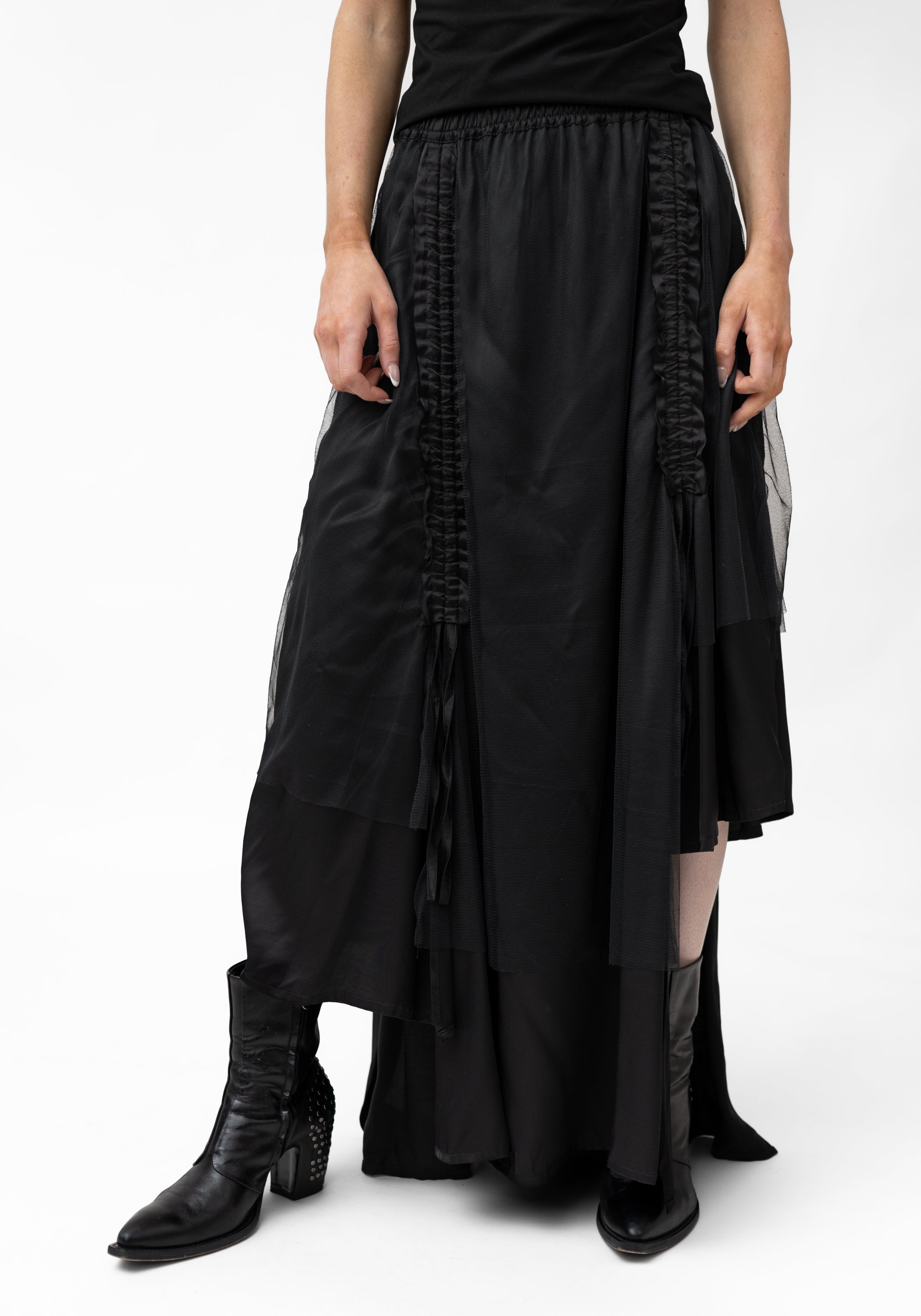Orkhana Asymmetric Ruche Details Layered Panels Skirt - December Thieves