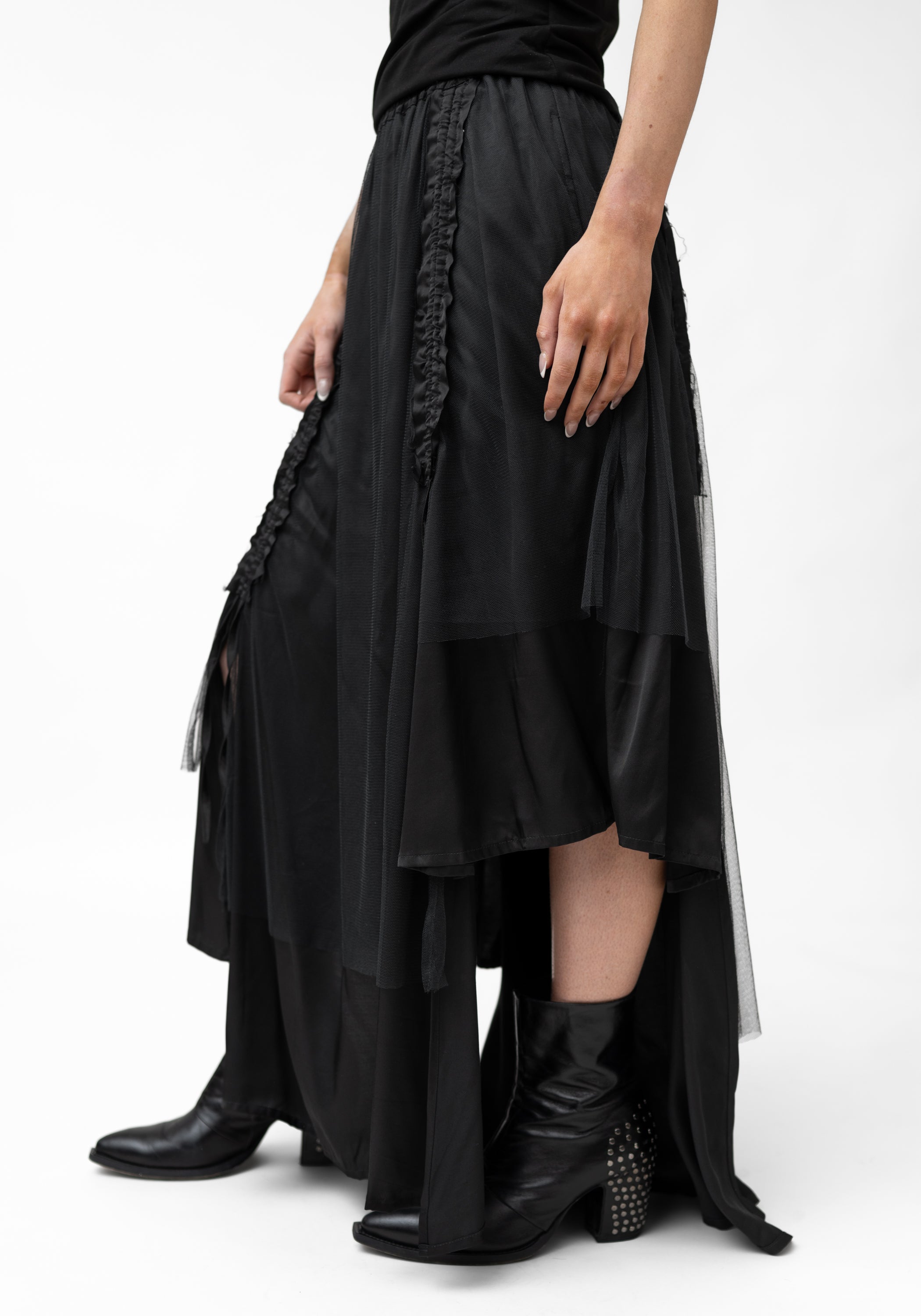 Orkhana Asymmetric Ruche Details Layered Panels Skirt - December Thieves