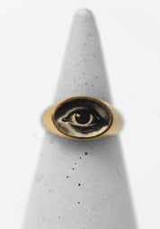 Gold Vermeil Petite Lover's Eye Signet Ring - December Thieves