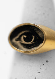 Gold Vermeil Petite Lover's Eye Signet Ring - December Thieves