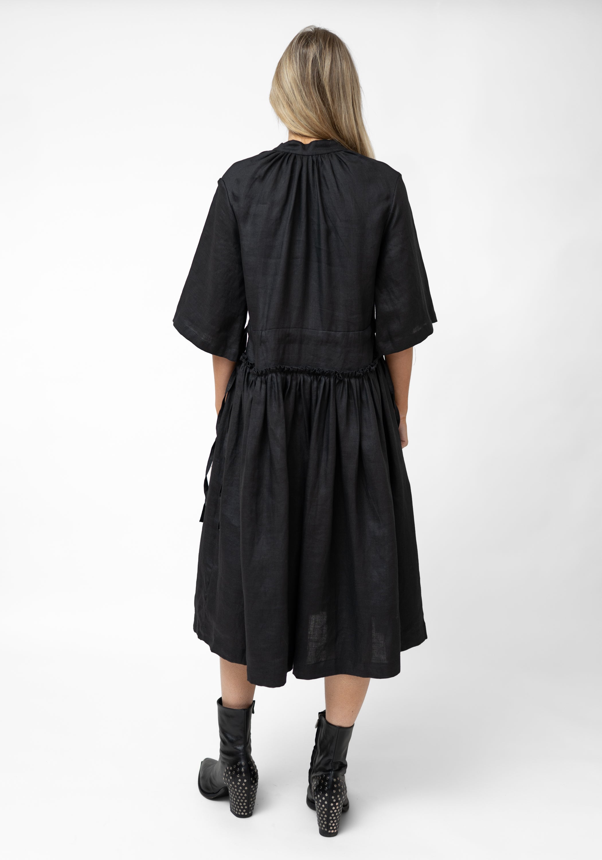 Piccolo Oversized Drawstring Waist Linen Dress - December Thieves
