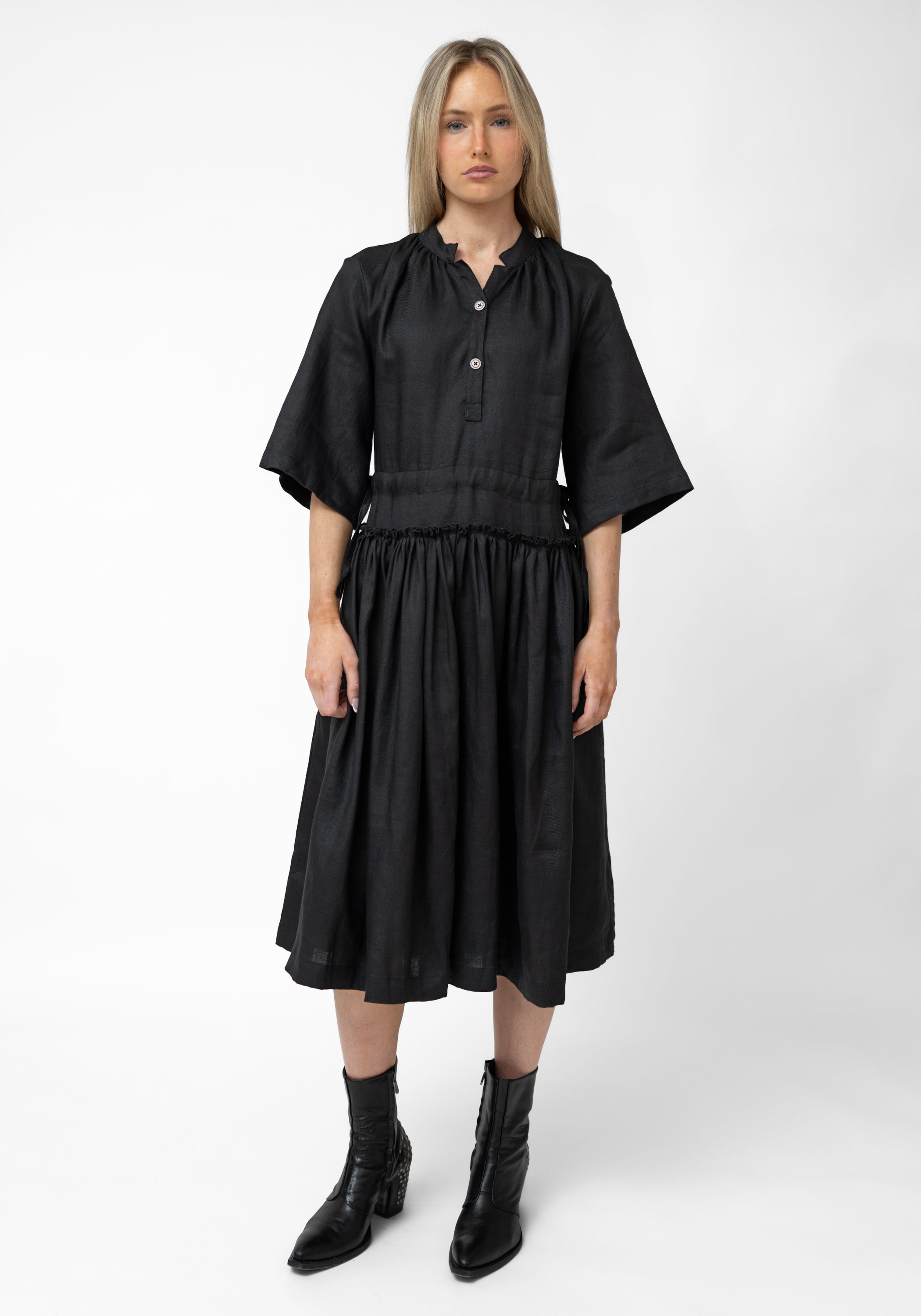 Piccolo Oversized Drawstring Waist Linen Dress - December Thieves
