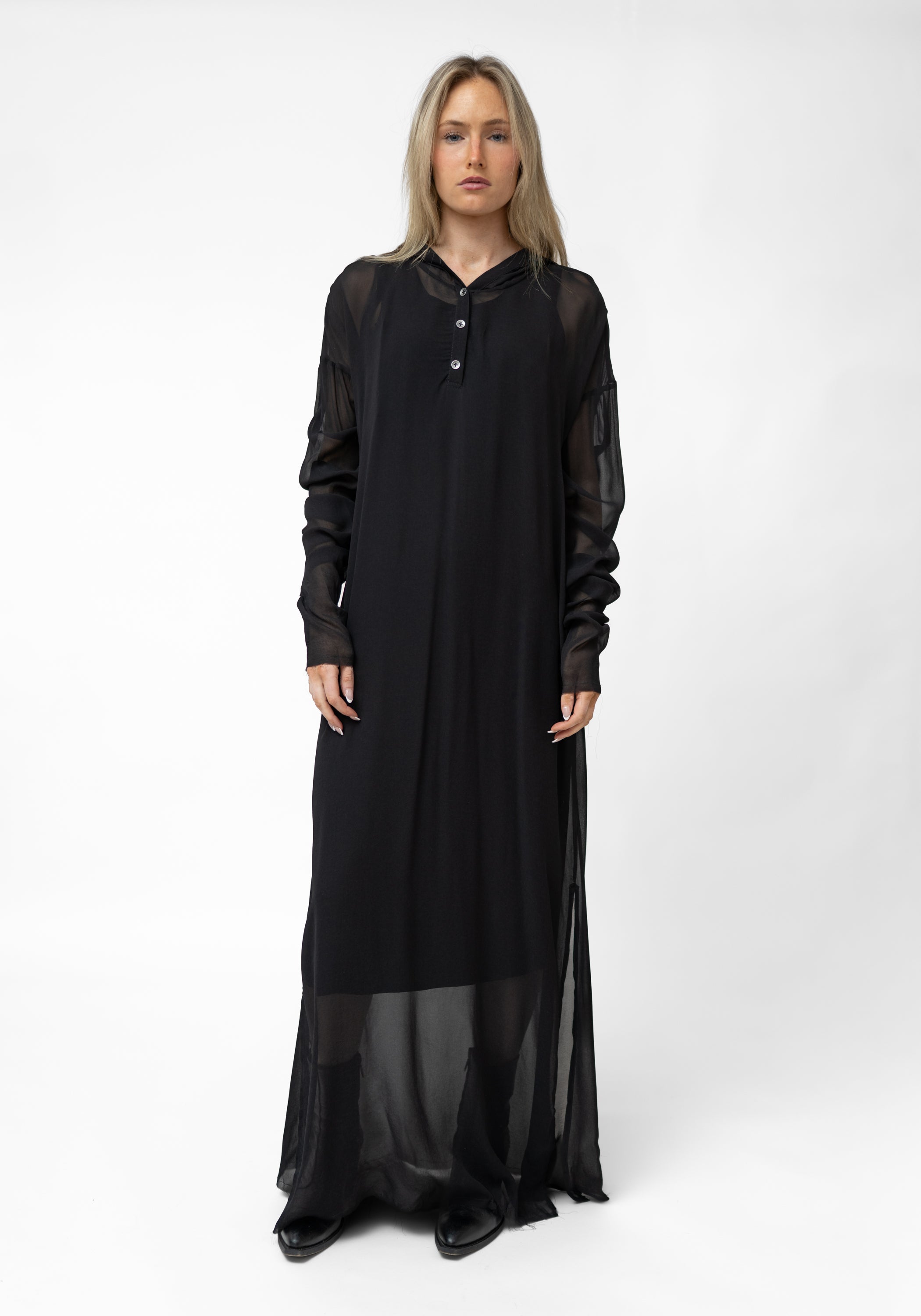 Ractec Oversized Semi-Sheer Hooded Maxi Dress - December Thieves