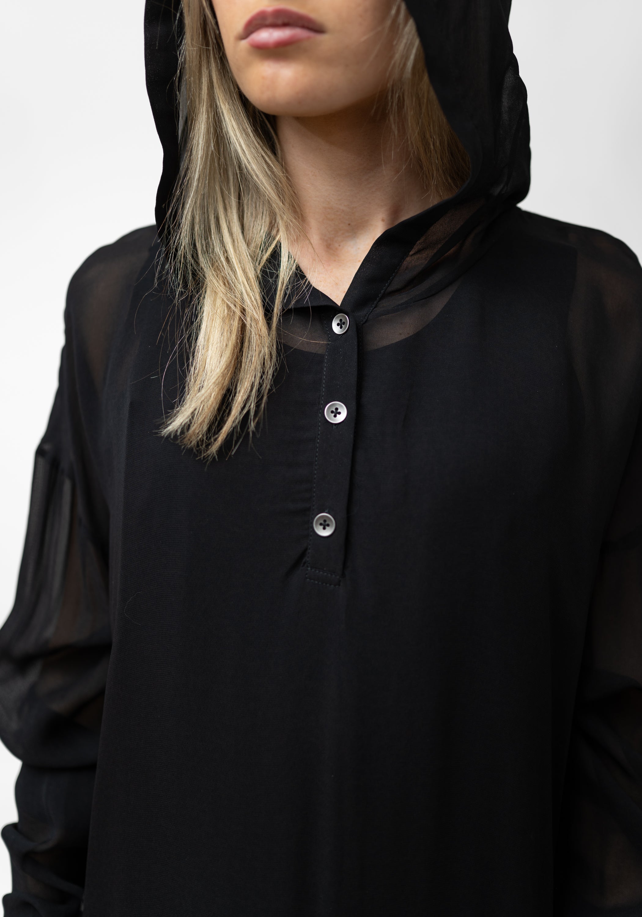 Ractec Oversized Semi-Sheer Hooded Maxi Dress - December Thieves