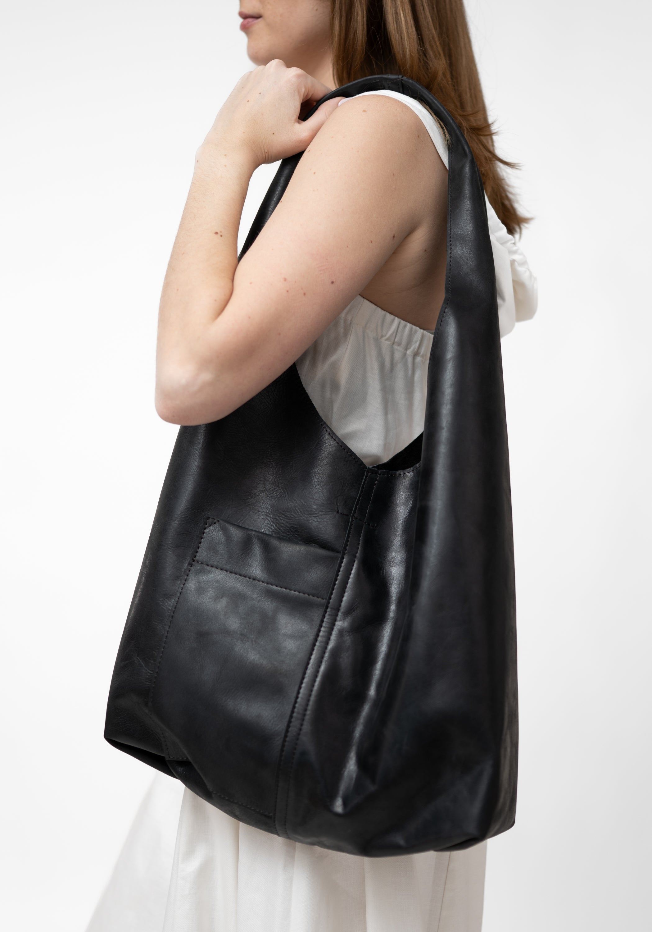 Large Black Leather Shoulder Bag - December Thieves