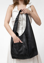 Large Black Leather Shoulder Bag - December Thieves