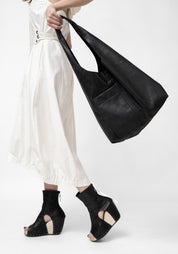 Large Black Leather Shoulder Bag - December Thieves