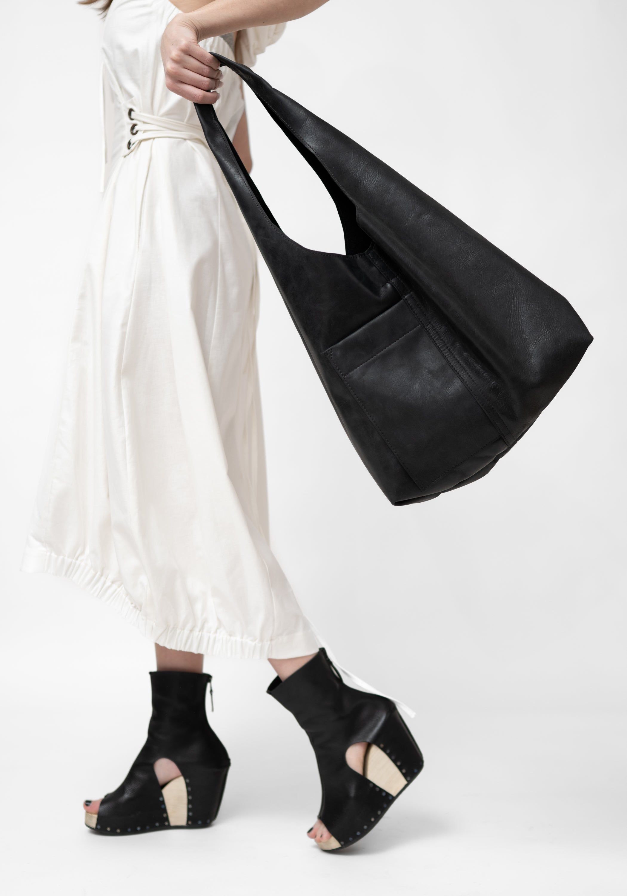 Large Black Leather Shoulder Bag - December Thieves