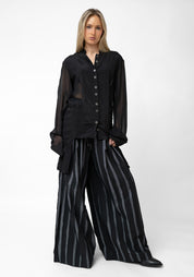 Gyrinna Asymmetric Semi-Sheer Panels Tailored Blouse - December Thieves