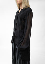 Gyrinna Asymmetric Semi-Sheer Panels Tailored Blouse - December Thieves